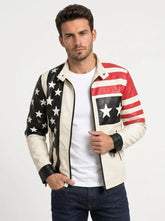 Men's American Flag Real Lambskin Leather Jacket