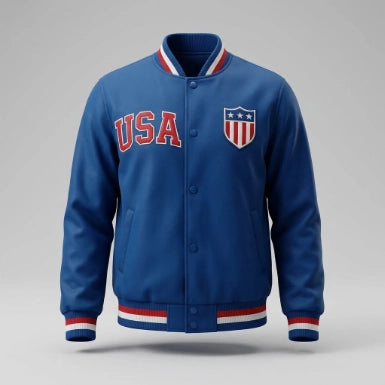 American Flag Polyester Varsity Jacket For Men