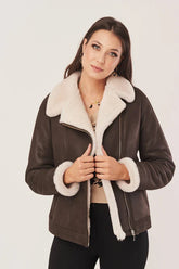 Arwen - Women's Sheepskin Brown Leather Shearling Jacket