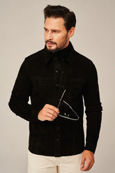 Averon - Men's Black Suede Leather Shirt Jacket