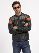 Cafe Racer USA Flag Lambskin Leather Jacket