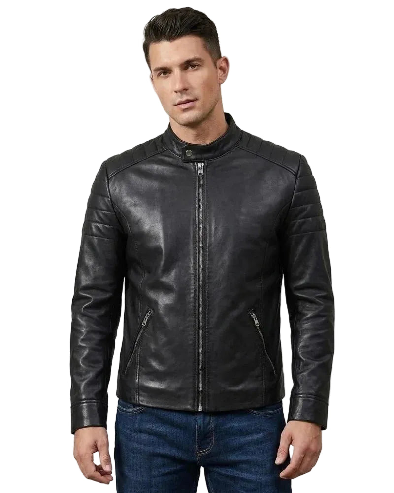 Carrie Men's Black Cafe Racer Style Leather Jacket