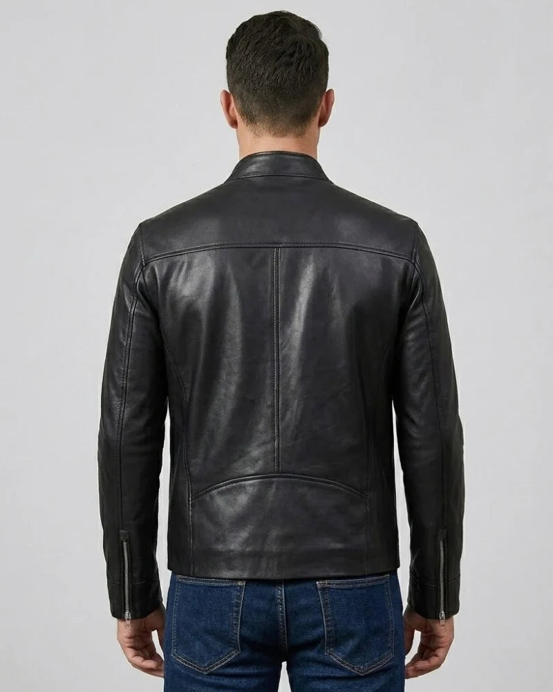 Carrie Men's Black Cafe Racer Style Leather Jacket
