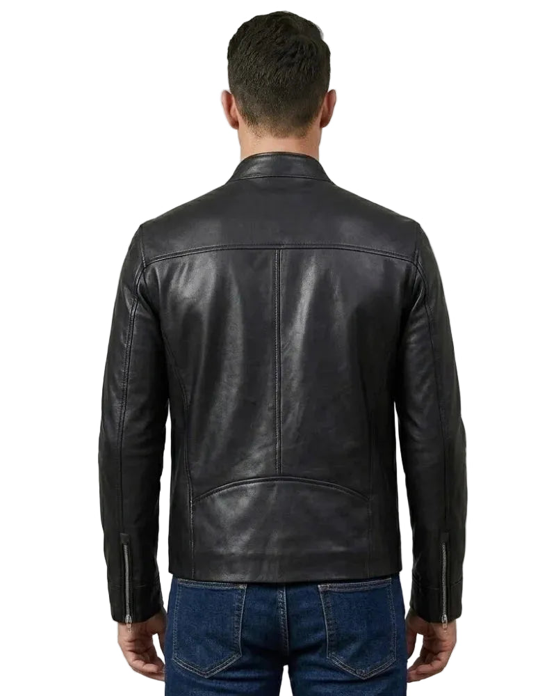 Carrie Men's Black Cafe Racer Style Leather Jacket
