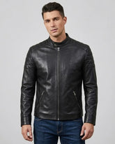 Carrie Men's Black Cafe Racer Style Leather Jacket