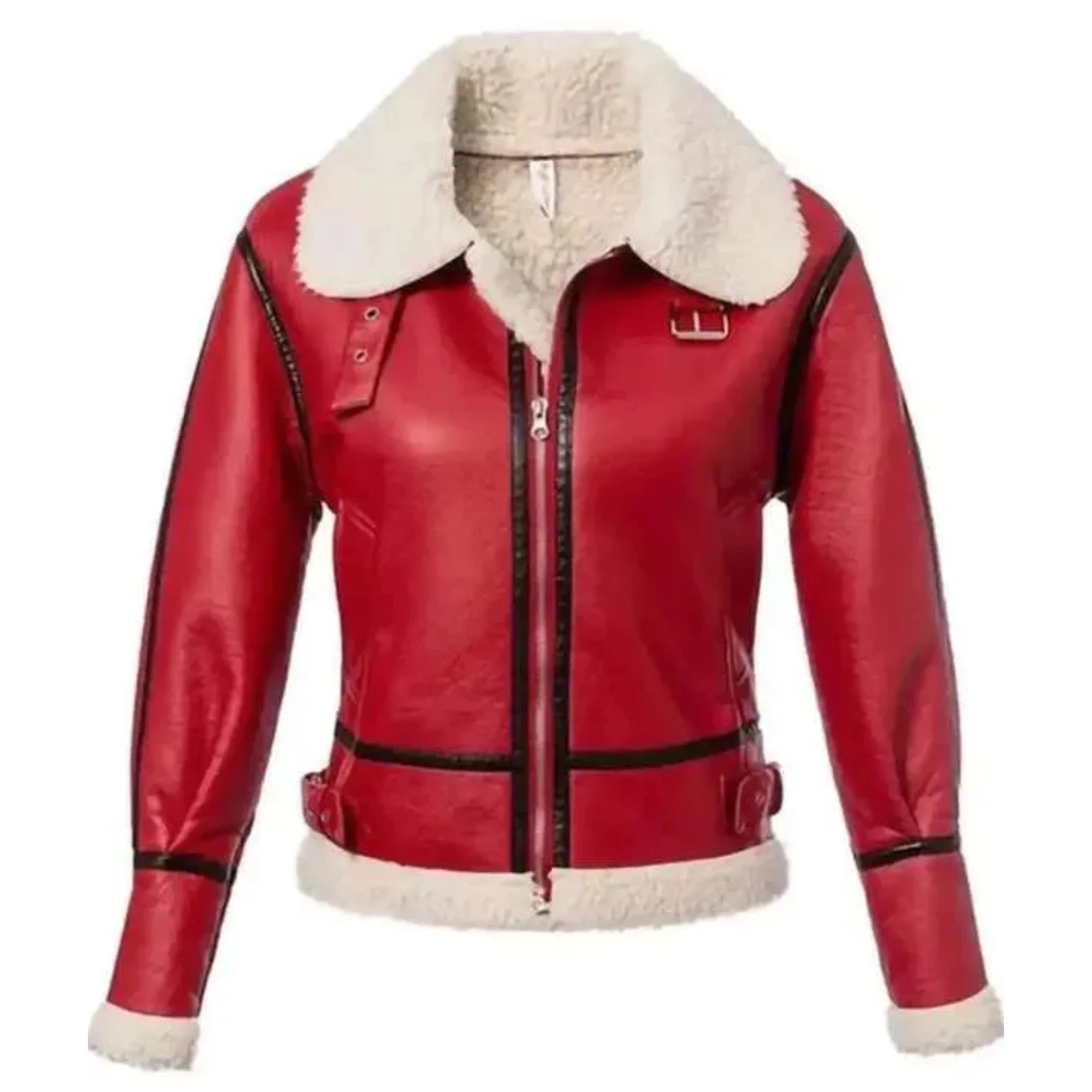 Christmas special Women Red Leather Jacket
