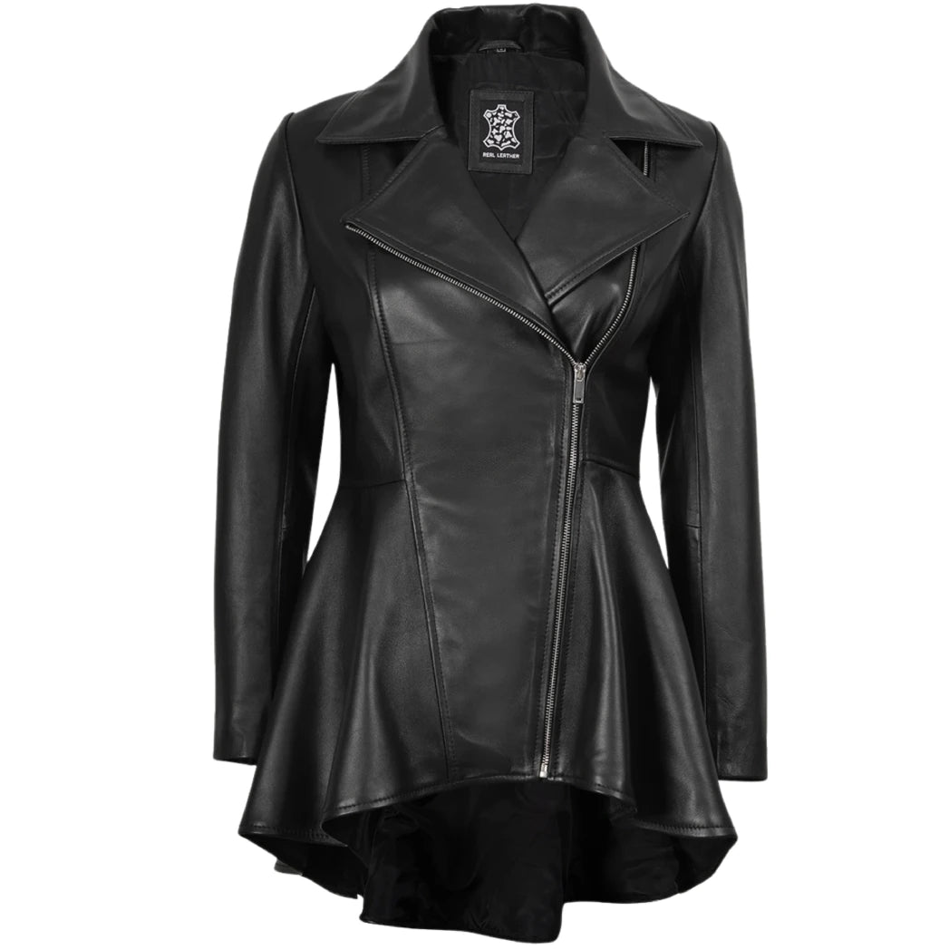 Clarissa Women's Black Leather Peplum Jacket