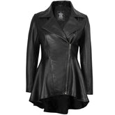 Clarissa Women's Black Leather Peplum Jacket