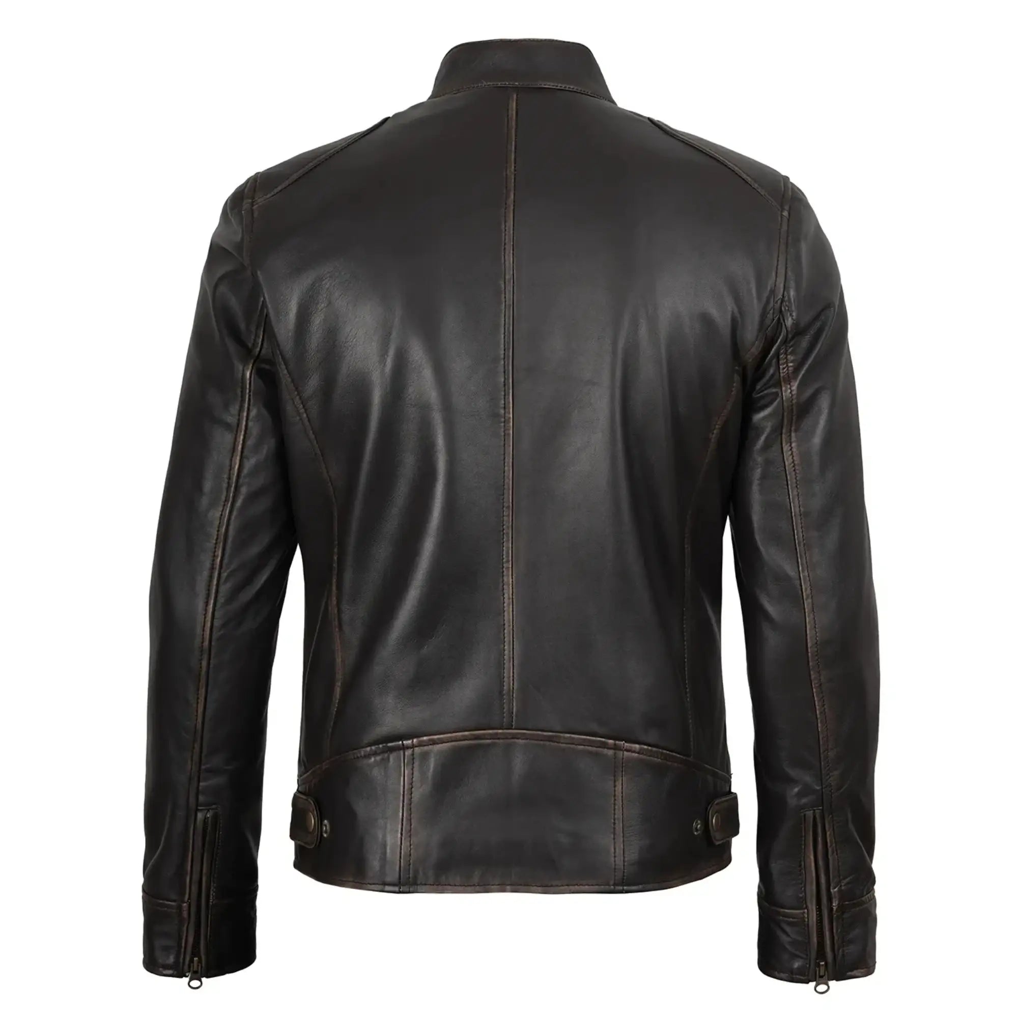 Black leather jacket on a white background