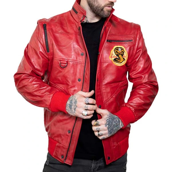 Johnny Lawrence Cobra Kai Karate Kid Red Leather Jacket