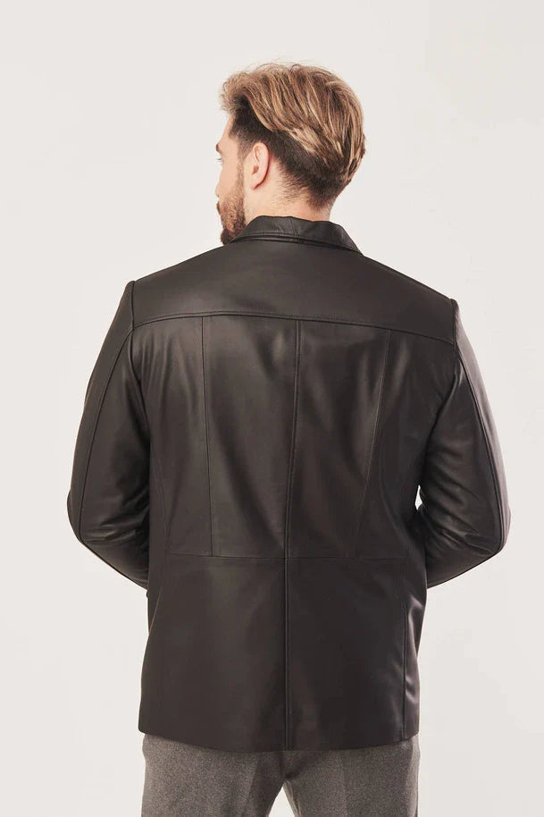 Kaelor - Men's Sheepskin Black Leather Blazer