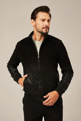 Mael - Men's Black Rub Off Leather Bomber Jacket