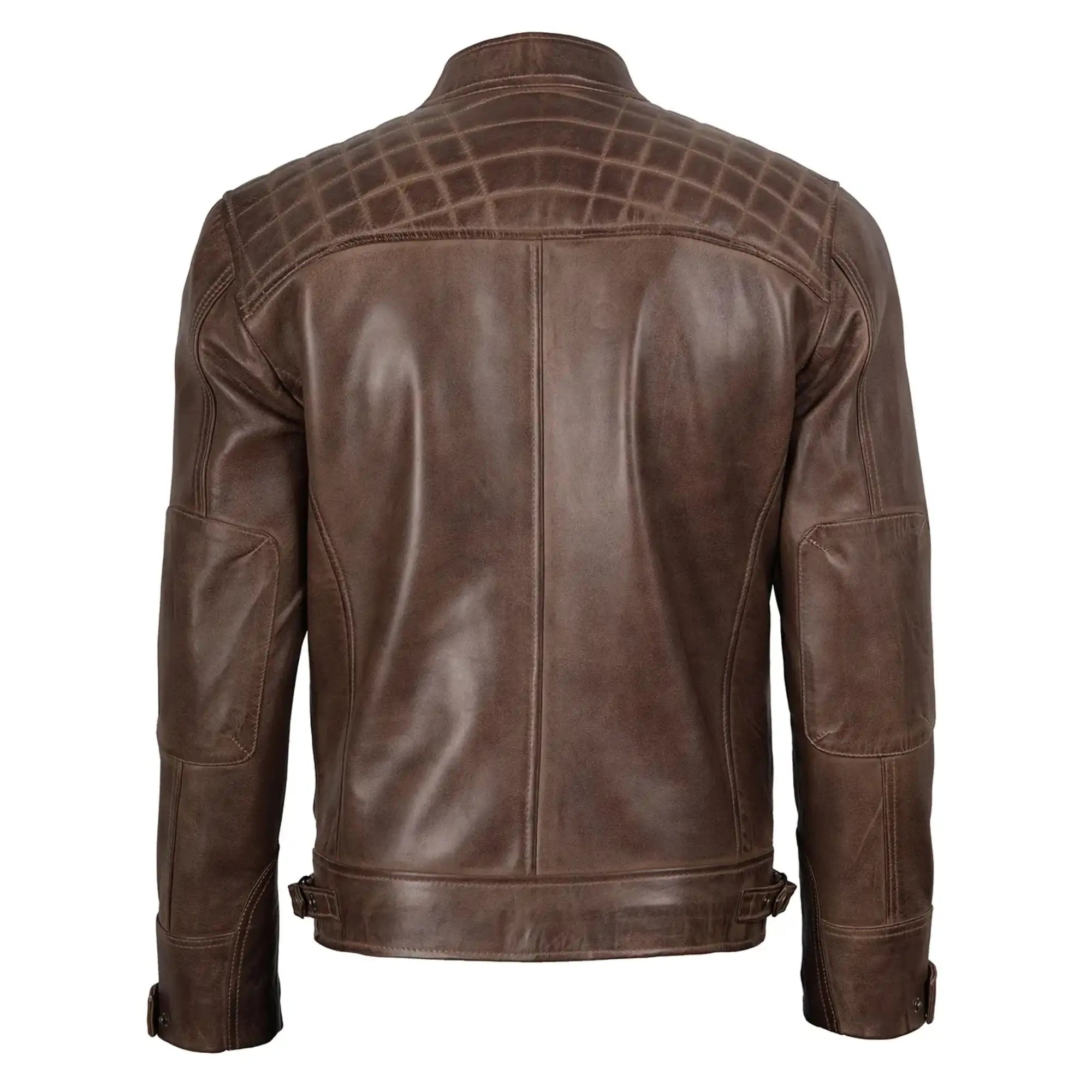 Brown leather jacket on a white background