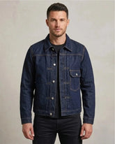 Men Slim fit Dark Blue Rigid Denim Jacket