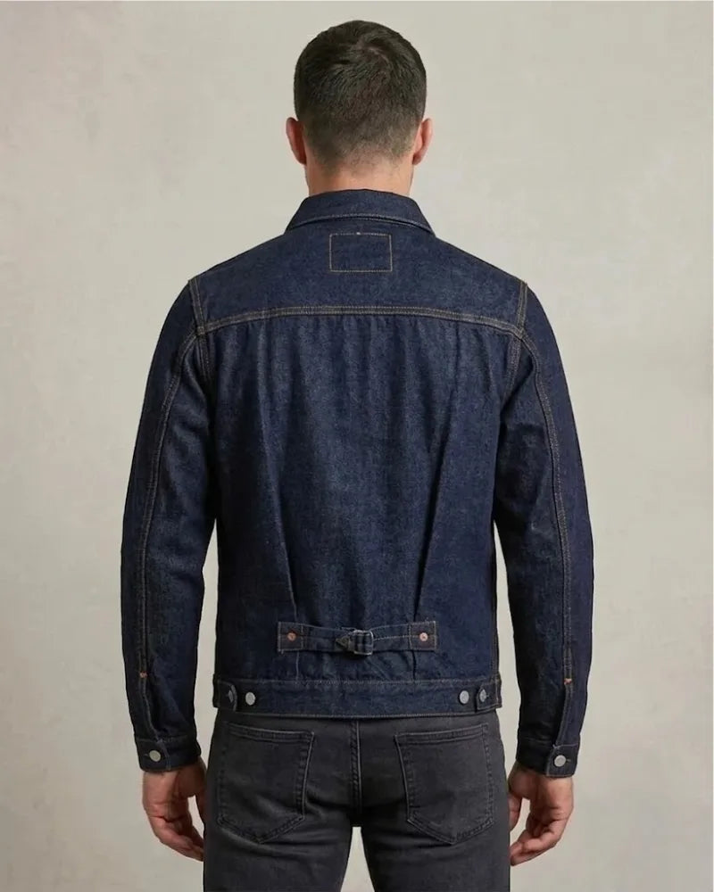 Men Slim fit Dark Blue Rigid Denim Jacket