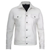 White denim jacket on a white background