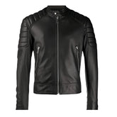 Unwind Leather Men Distressed Black Leather Motorcycle Jacket on a White background
