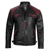 Unwind Leather Men Quilted Motorcycle Leather Jacket on a white background