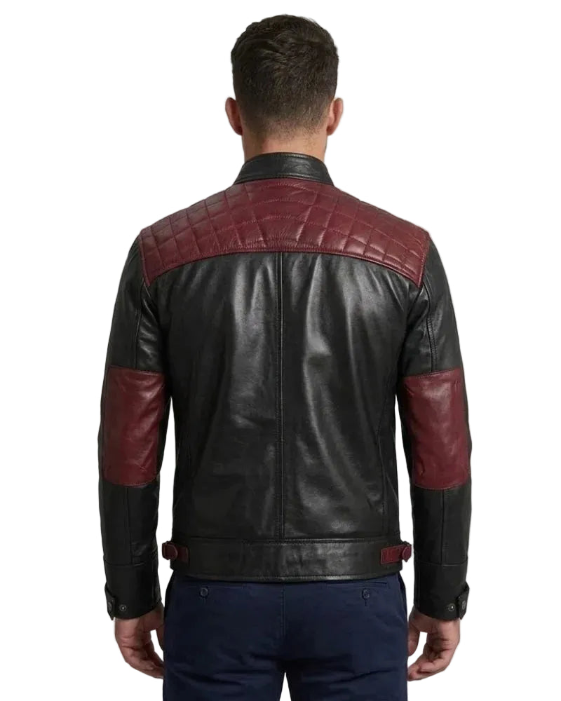 Men Quilted Motorcycle Leather Jacket