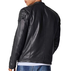 Unwind Leather Men Real Leather Motorcycle Jacket in Quilted Design on a white background