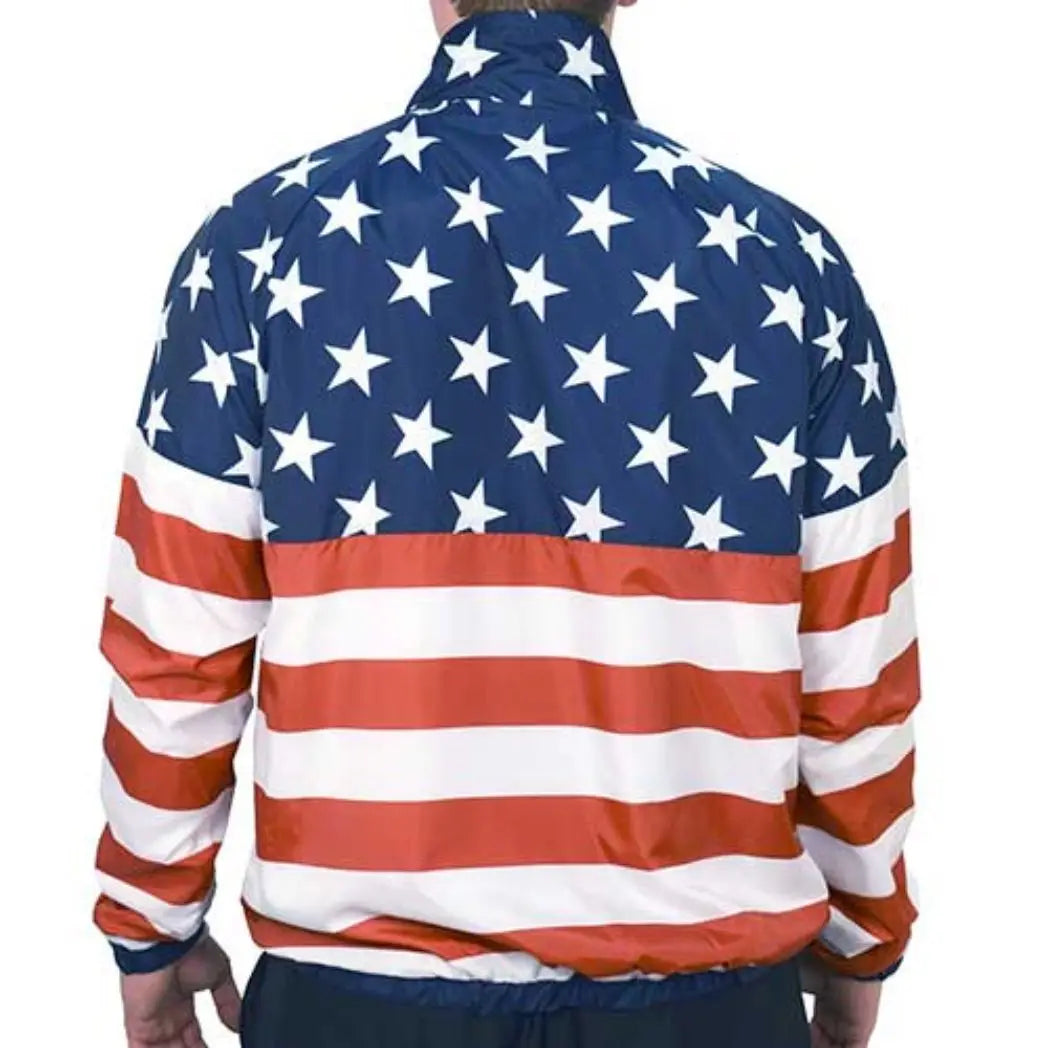 Men's American Flag 1/4 Zip Windbreaker Pullover Jacket