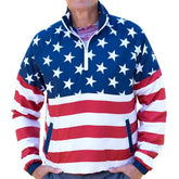 Men's American Flag 1/4 Zip Windbreaker Pullover Jacket