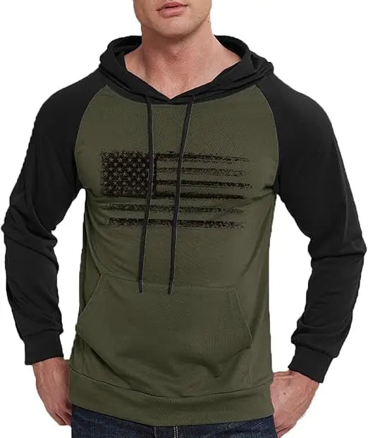Men's American Flag Raglan Pullover Hoodie