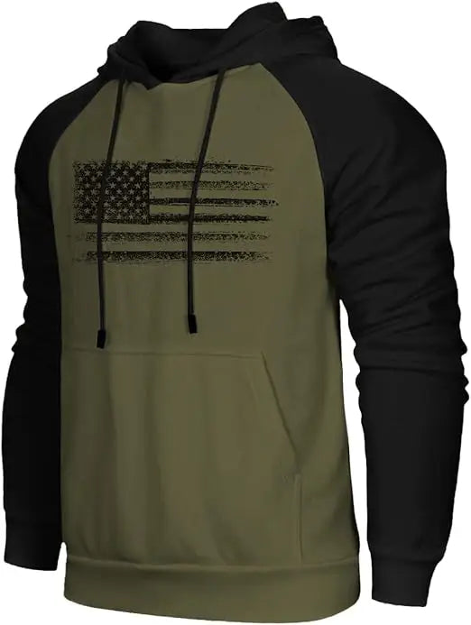Men's American Flag Raglan Pullover Hoodie