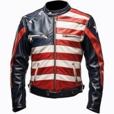 Men's American Pride Sheepskin Leather Motorcycle Jacket