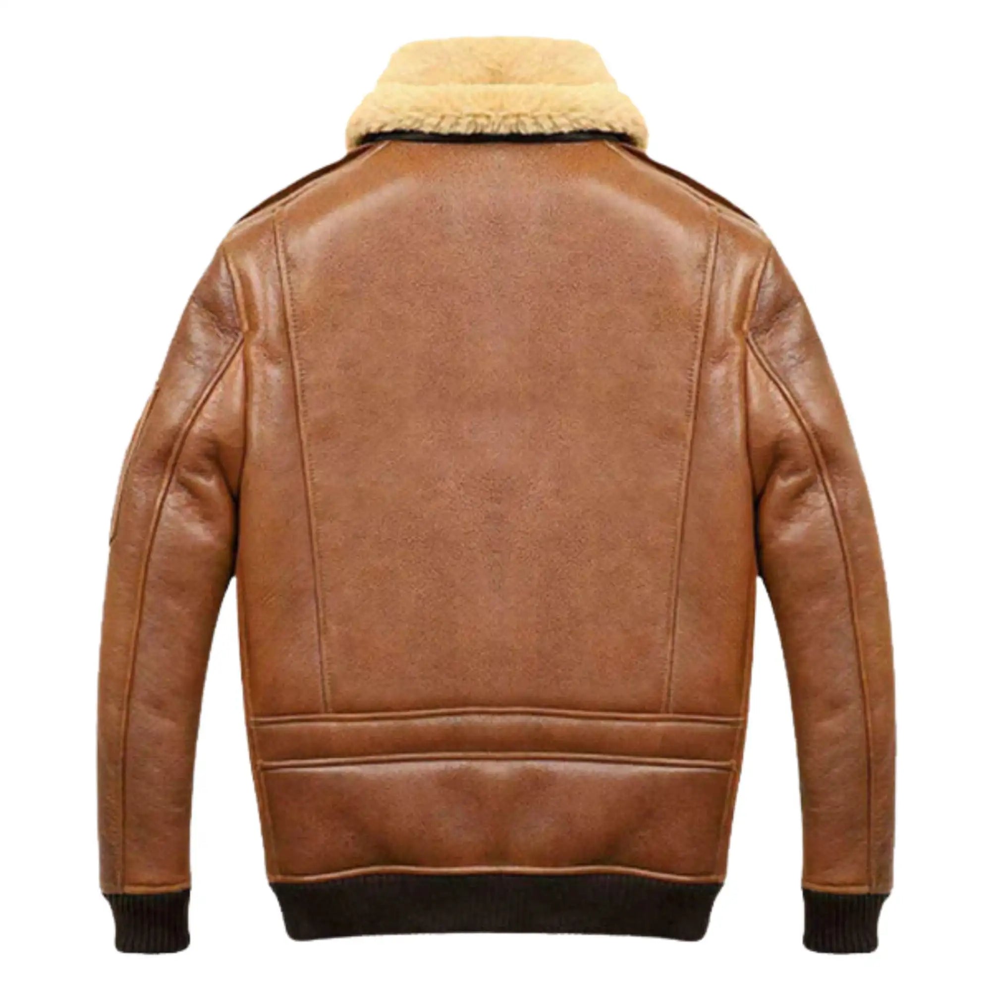 Men’s Aviator Camel Brown B2 Fur Shearling Leather Jacket