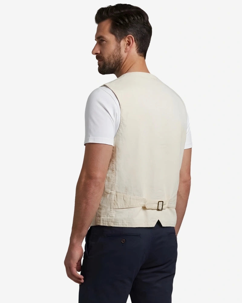 Men's Beige Cotton Vest