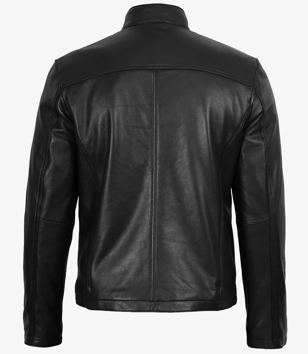 Men's Biker Style Black Leather Jacket