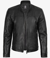 Men's Biker Style Black Leather Jacket