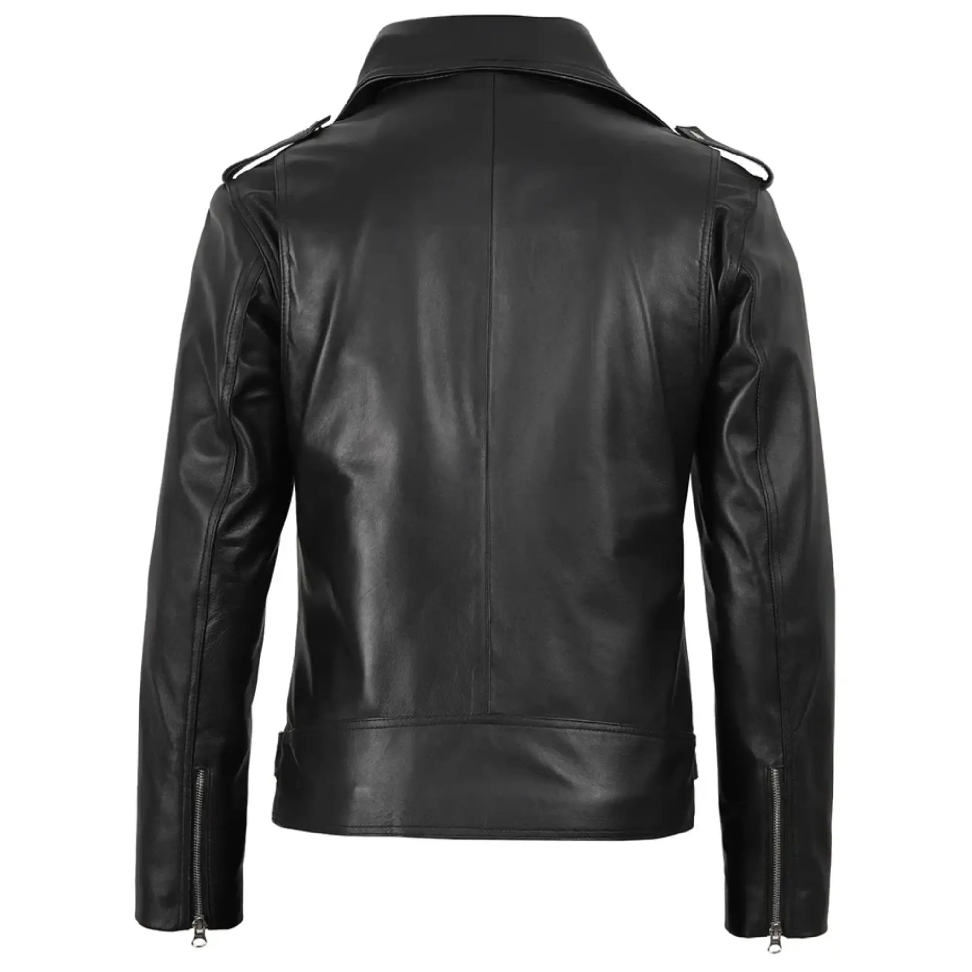 Men's Black Asymmetrical Belted Biker Leather Jacket