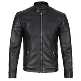 Black leather jacket on a white background