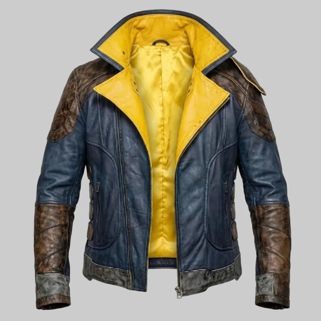 Men's Blue Real Sheepskin Leather Video Game Inspired Jacket