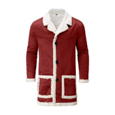 Red coat with white fur lining on a white background