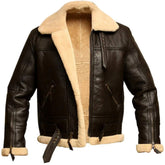 Men's Brown B3 Aviator Bomber Shearling Leather Jacket