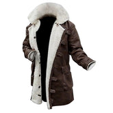 Men's Brown Sheepskin Leather Sherpa Lining Coat