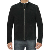 Men's Classic Black Suede Biker Style Leather Jacket