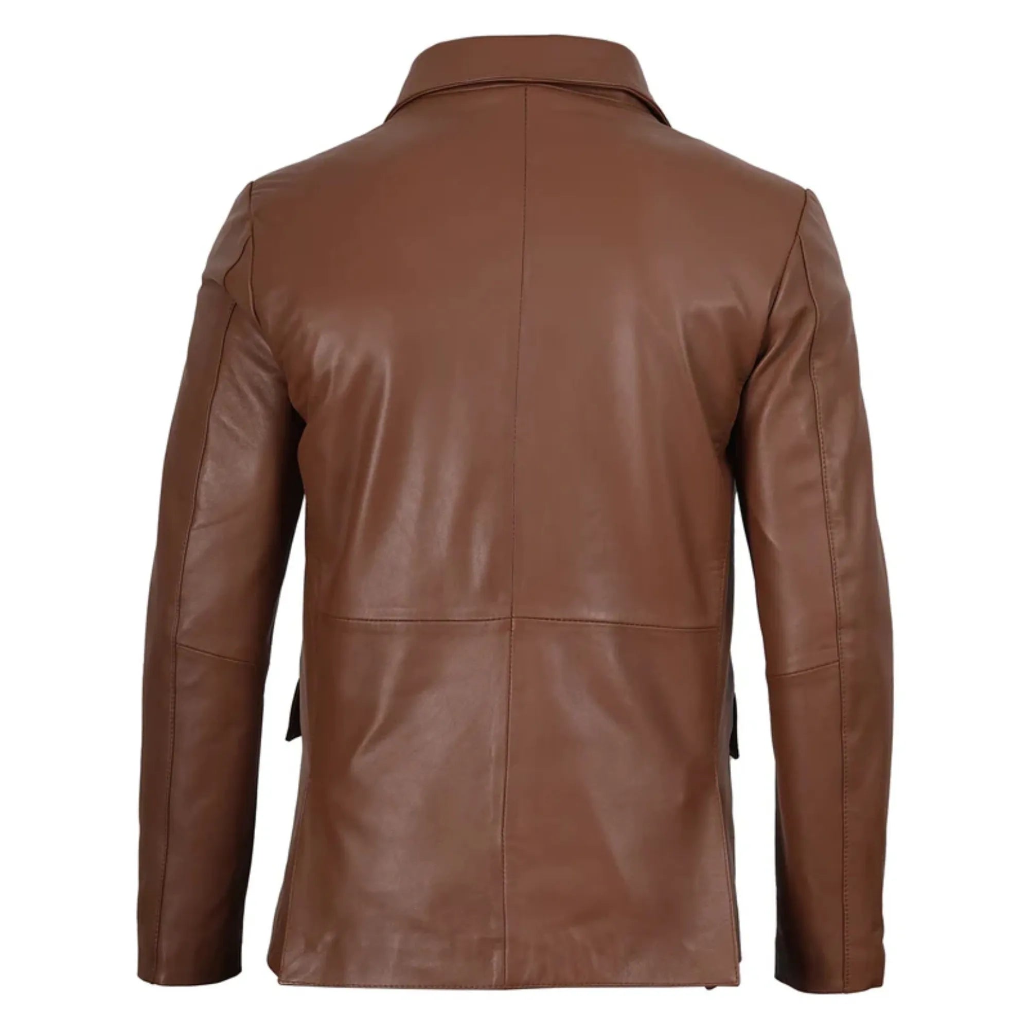 Men's Cognac Brown Real Leather Blazer