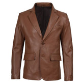 Men's Cognac Brown Real Leather Blazer