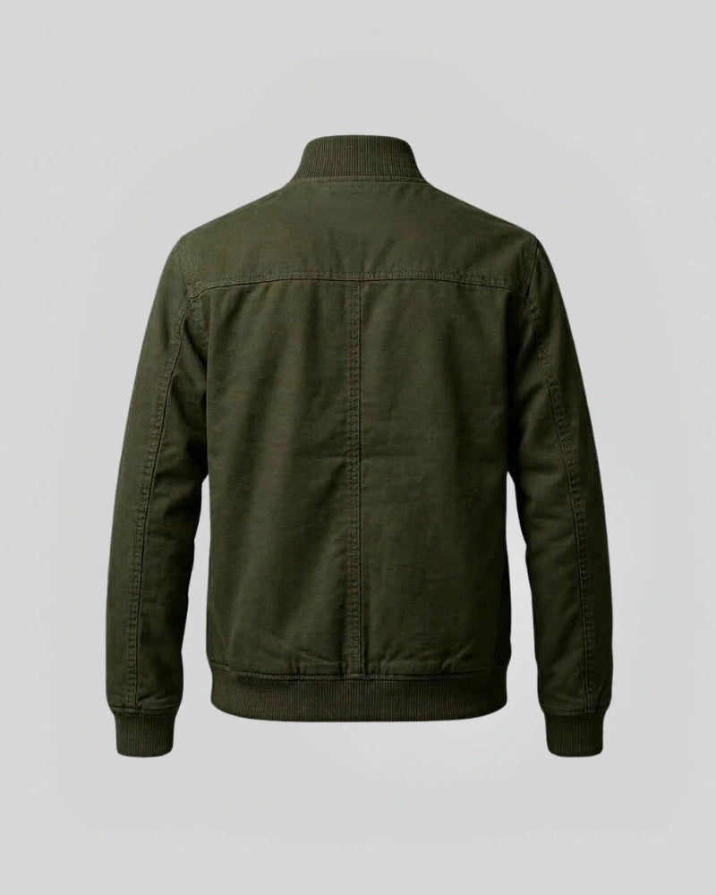 Men's Green Round Collar Cotton Jacket