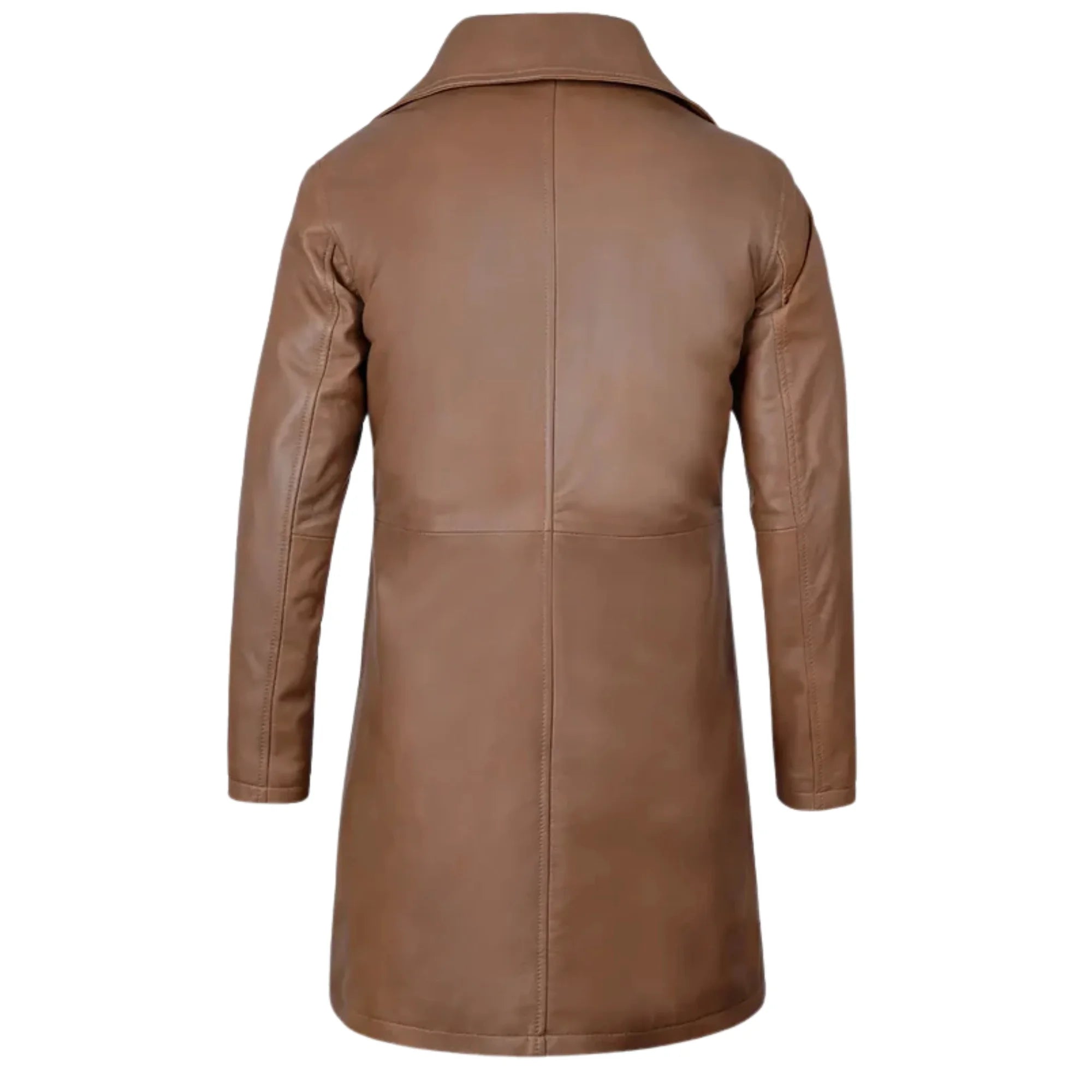 Men's Jackson Long Length Brown Leather Car Coat
