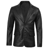 Black leather jacket on a white background