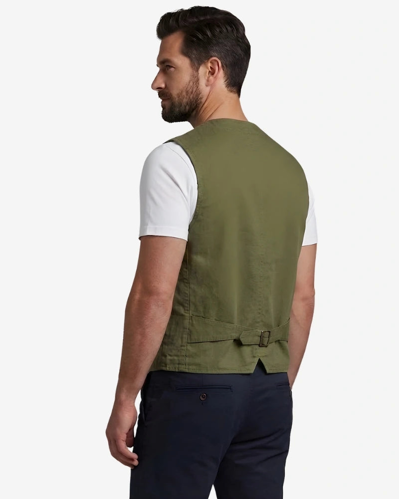 Men's Olive Green Cotton Utility Vest