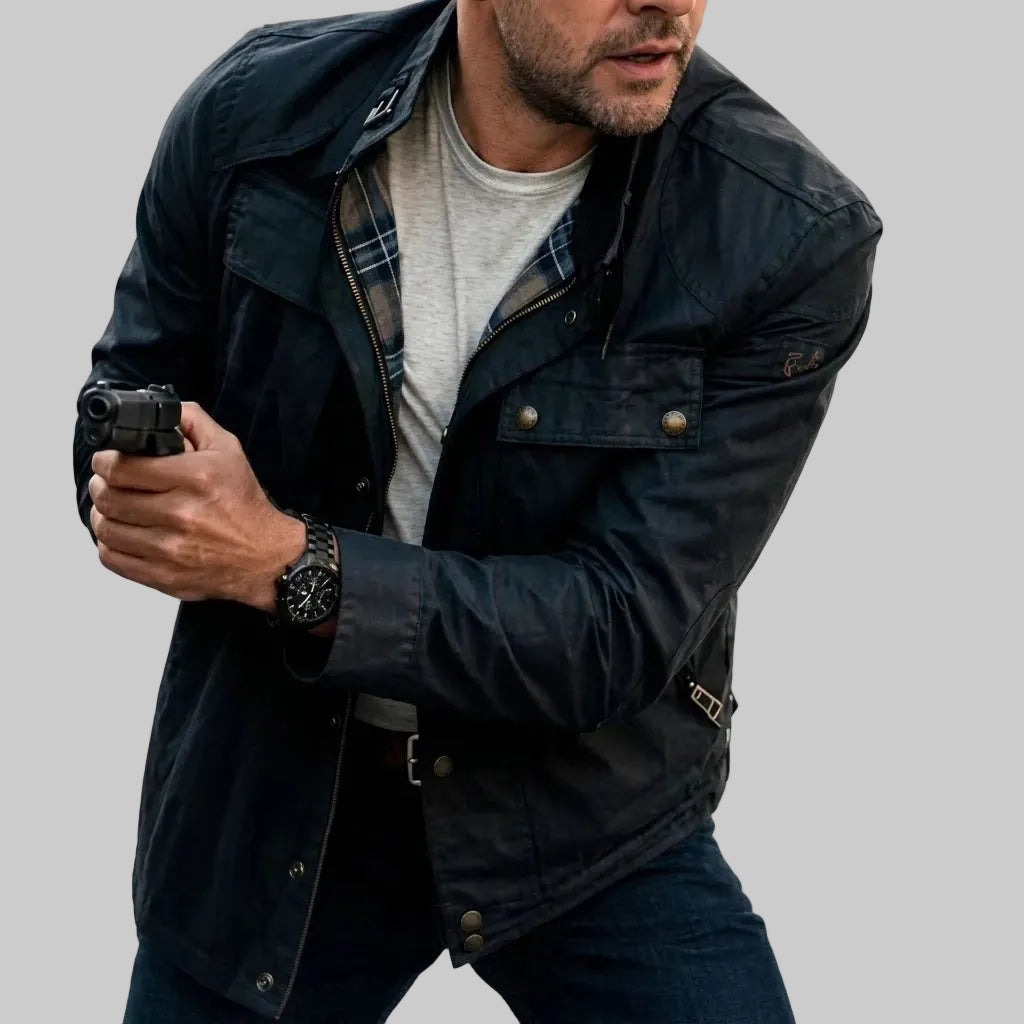Men's Premier Polyester Black Trucker Jacket