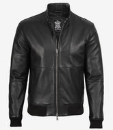 Men's Premium Black Lambskin Bomber Leather Jacket