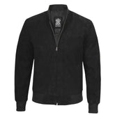 Men's Premium Real Suede Black Leather Bomber Jacket