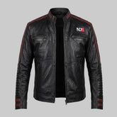 Men's Real Sheepskin Leather Black Biker Jacket